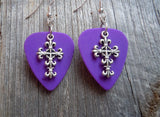 CLEARANCE Scrolling Cross Charm Guitar Picks Earrings - Pick Your Color