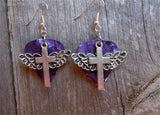 CLEARANCE Winged Cross Charm Guitar Pick Earrings - Pick Your Color