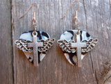 CLEARANCE Winged Cross Charm Guitar Pick Earrings - Pick Your Color