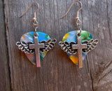 CLEARANCE Winged Cross Charm Guitar Pick Earrings - Pick Your Color