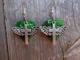 CLEARANCE Winged Cross Charm Guitar Pick Earrings - Pick Your Color