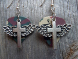 CLEARANCE Winged Cross Charm Guitar Pick Earrings - Pick Your Color