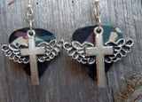CLEARANCE Winged Cross Charm Guitar Pick Earrings - Pick Your Color