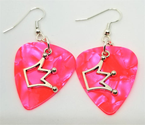 CLEARANCE Jughead Crown Charm Guitar Pick Earrings - Pick Your Color