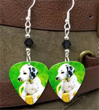 Dalmatian Puppy Guitar Pick Earrings with Black Swarovski Crystals