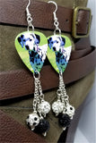 Dalmatian Guitar Pick Earrings with Pave Bead Dangles
