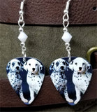 Dalmatian Puppies Guitar Pick Earrings with White Swarovski Crystals