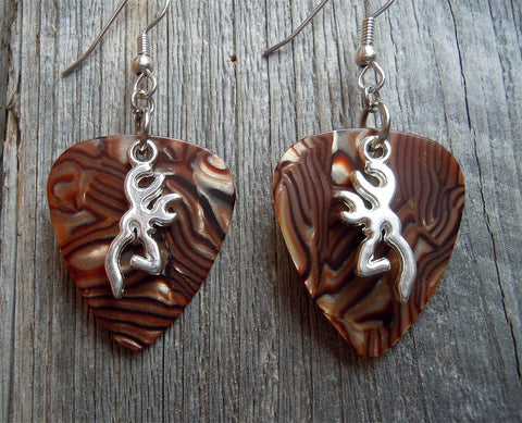 CLEARANCE Browning Deer Head Charm Guitar Pick Earrings - Pick Your Color