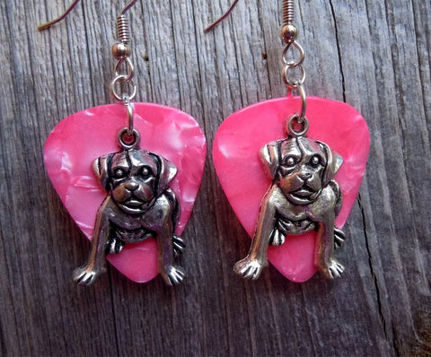 CLEARANCE Large Dog Charm Guitar Pick Earrings - Pick Your Color