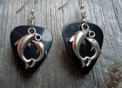 CLEARANCE Dolphin Circle Charm Guitar Pick Earrings - Pick Your Color