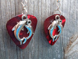CLEARANCE Dolphin Circle Charm Guitar Pick Earrings - Pick Your Color