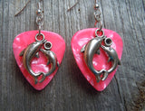 CLEARANCE Dolphin Circle Charm Guitar Pick Earrings - Pick Your Color