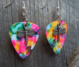 CLEARANCE Dragonfly Charm Guitar Pick Earrings - Pick Your Color