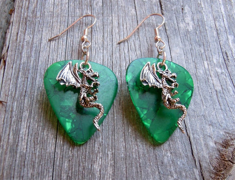 CLEARANCE Dragon Charm Guitar Pick Earrings - Pick Your Color