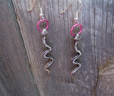 Crystal Encrusted Snake Earrings with Pink Ring