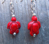 Red Magnesite Turtle Earrings
