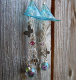 Aqua Blue Calla Lily with Dangles Drop Earrings