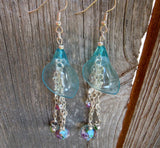 Aqua Blue Calla Lily with Dangles Drop Earrings