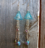 Aqua Blue Calla Lily with Dangles Drop Earrings