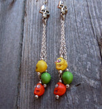Cascading Colorful Magnesite Skulls with Rhinestone Eyes Hanging Earrings