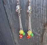 Cascading Colorful Magnesite Skulls with Rhinestone Eyes Hanging Earrings