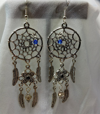 CLEARANCE Dreamcatcher and Feather Charms Chandelier Earrings