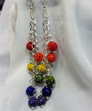 Rainbow Cascading Pave Bead Earrings