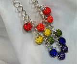 Rainbow Cascading Pave Bead Earrings