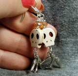 White Magnesite Skull Bead Earrings with Old School Tattoo Sparrow Charms