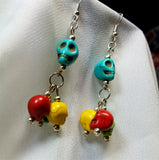Colorful Magnesite Skulls Dangling Earrings