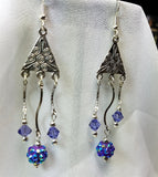 CLEARANCE Purple Pave Bead and Swarovski Crystal Chandelier Earrings