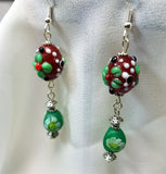Lampwork Style Flower Glass Bead Dangle Earrings