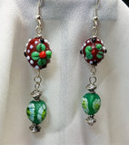 Lampwork Style Flower Glass Bead Dangle Earrings