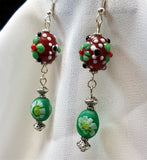 Lampwork Style Flower Glass Bead Dangle Earrings