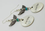 Karma Dangle Earrings with Birds and Metal Winged Heart Beads