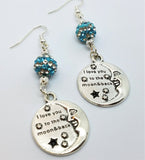 I Love You To The Moon and Back Earrings with Striped Pave Beads