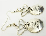Live Your Dream Charm Dangling from a Double Heart Charm Drop Earrings