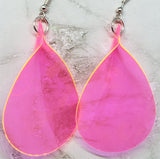 Neon Pink Flower Petals Dangle Earrings