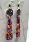 Silver Metal Jack o' Lantern Bead Earrings with MultiColor Seed Bead Dangles