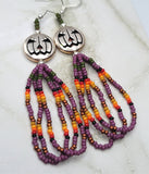 Silver Metal Jack o' Lantern Bead Earrings with MultiColor Seed Bead Dangles