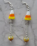 Candy Corn Lampwork Style Glass Bead Earrings with Ombre Pave Bead Dangles