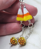 Candy Corn Lampwork Style Glass Bead Earrings with Ombre Pave Bead Dangles