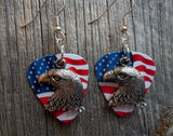 CLEARANCE Bald Eagle Head Charm Guitar Pick Earrings - Pick Your Color