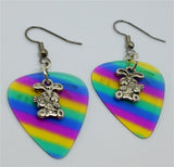 CLEARANCE Easter Bunny with a Carrot Charm Guitar Pick Earrings - Pick Your Color
