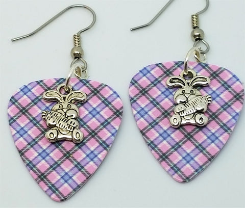CLEARANCE Easter Bunny with a Carrot Charm Guitar Pick Earrings - Pick Your Color
