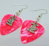 CLEARANCE Easter Bunny with a Carrot Charm Guitar Pick Earrings - Pick Your Color