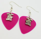 CLEARANCE Easter Bunny with a Carrot Charm Guitar Pick Earrings - Pick Your Color
