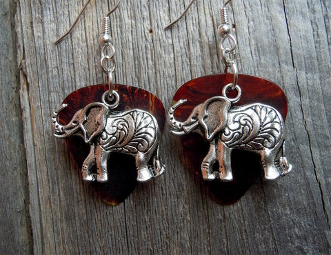 Elephant Charm Guitar Pick Earrings - Pick Your Color