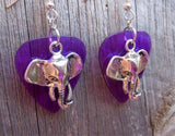 Elephant Head Charm Guitar Pick Earrings - Pick Your Color