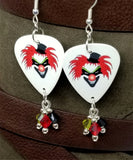 Evil Clown Guitar Pick Earrings with Swarovski Crystal Dangles